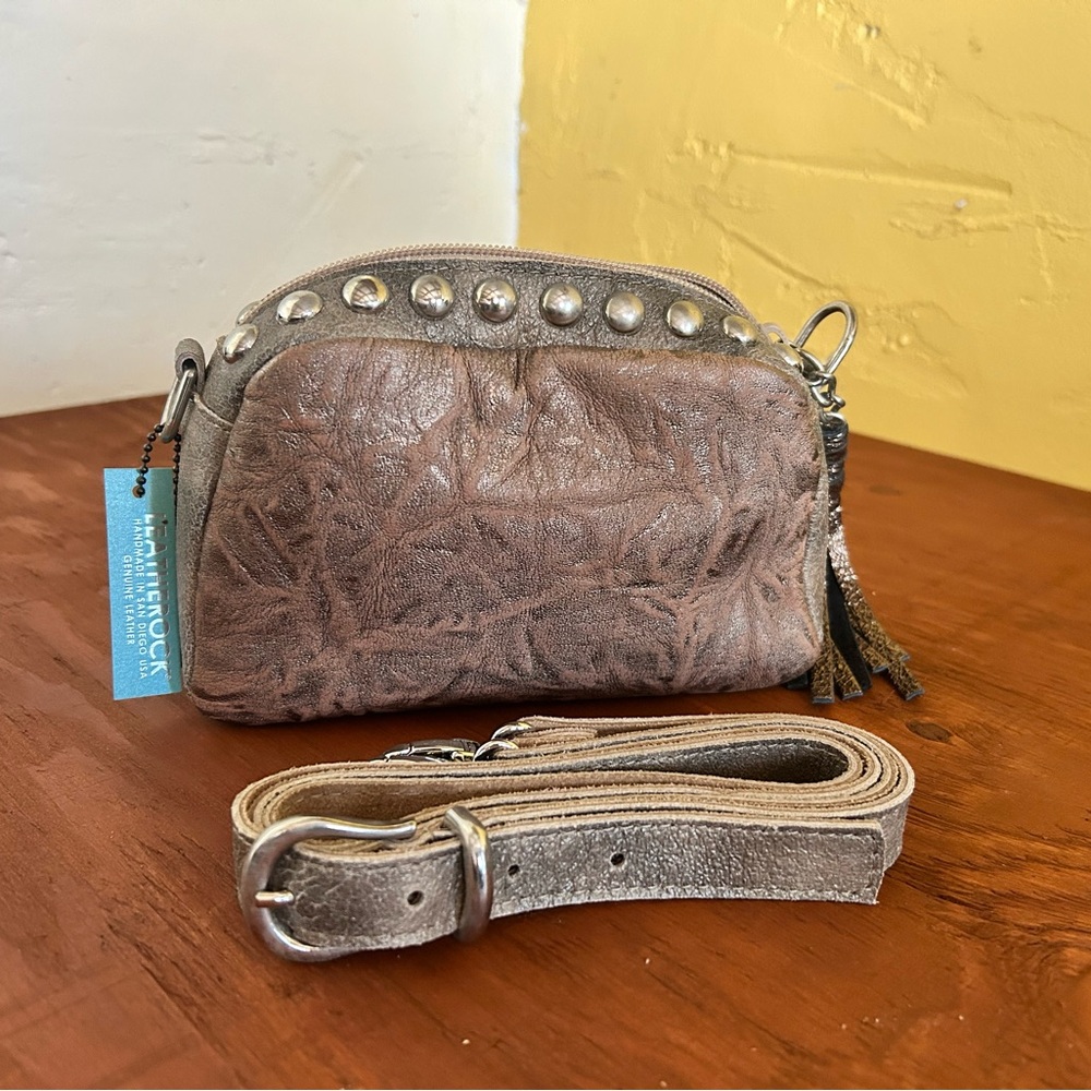 Leatherock Metallic Taupe Crossbody Pouch